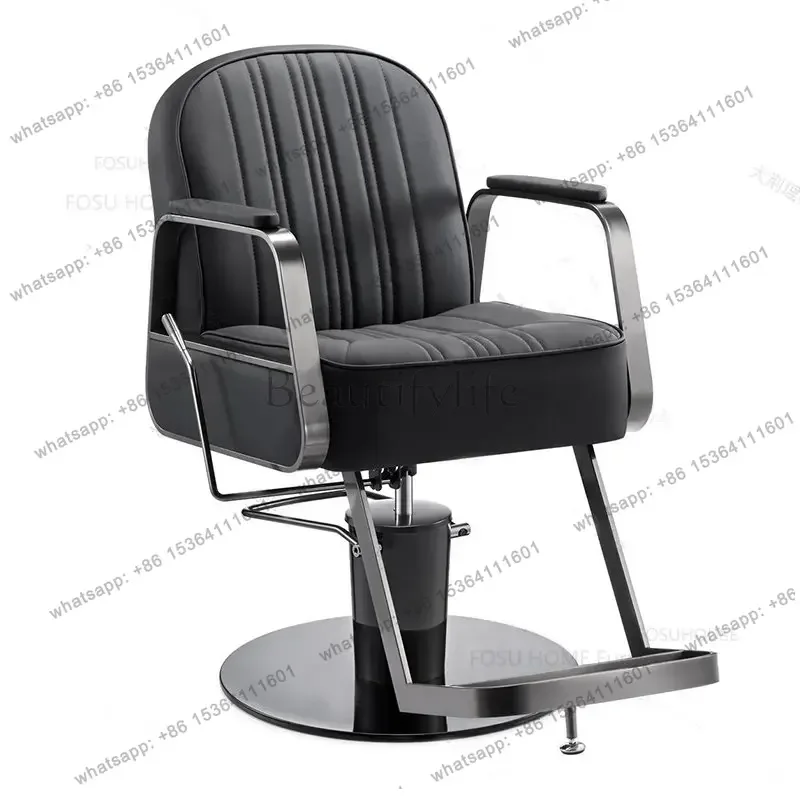 European Stainless Steel Barber Chairs Modern Salon Furniture Barber Shop Hair Salon Special Can Put Down Hair Cutting Chair Y
