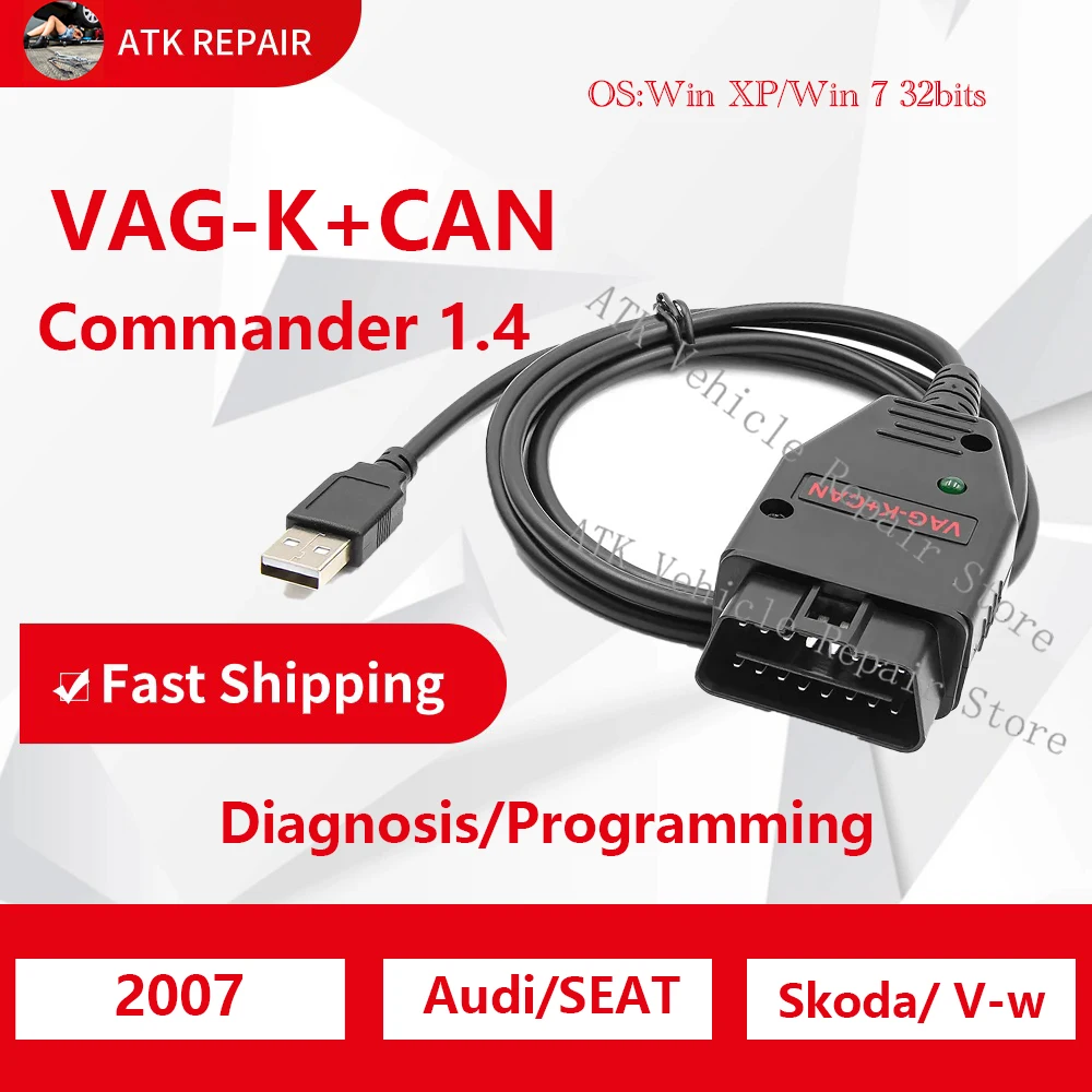 VAG K+CAN Commander 1.4 OBD2 FT232RL Chip K-Line for Au-di V-w diagnostic fault detection meter adjustment line 25K80 version