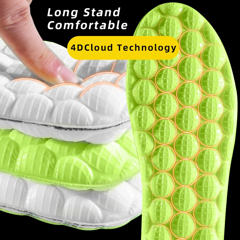 Latex Sport Insoles Soft High Elasticity Shoe Pads Breathable Deodorant Sweat Absorbing Shock Foot Cushion Arch Support Insole