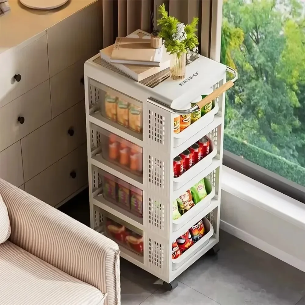 Acrylic Drawer-Type Cart Large-Capacity Multi Story Drawer Storage Racks Living Room Free Installation Storage Cabinet Trolly