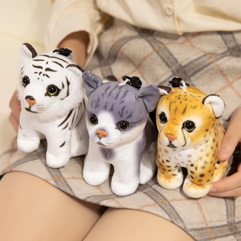 15cm Cute Cartoon Animal Plush Keychain Tiger Dog Panda Cat Leopard Deer Flamingo Plush Keyrings Bag Backpack Plush Pendant