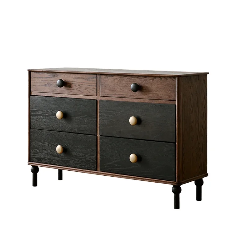 

Medieval style all solid wood six-chest cabinet bedroom living room retro storage cabinet French retro bedside cabinet