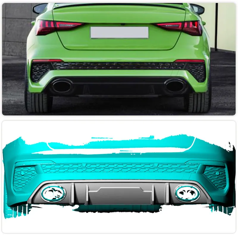 Dry Carbon Car Rear Bumper Diffuser Lip Spoiler for Audi RS3 8Y Sedan 4-Door 2022 Racing Rear Diffuser Lip Apron Guard Body Kit