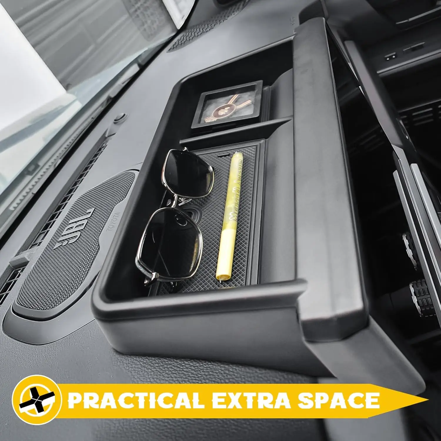 

TACOBRO Dashboard Organizer For Toyota 2024 2025 Tacoma & 2025 4Runner Accessories with 14-Inch Screen Dash Console Storage Box