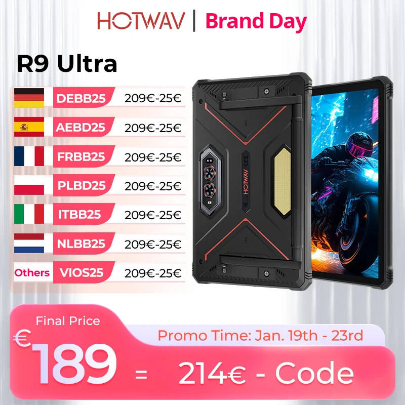 HOTWAV R9 Ultra 5G tablette robuste 8GB 512GB 20080mAh Android 15 Pad 11 ''FHD + 2K affichage 64MP Super Camping lumière tablette PC