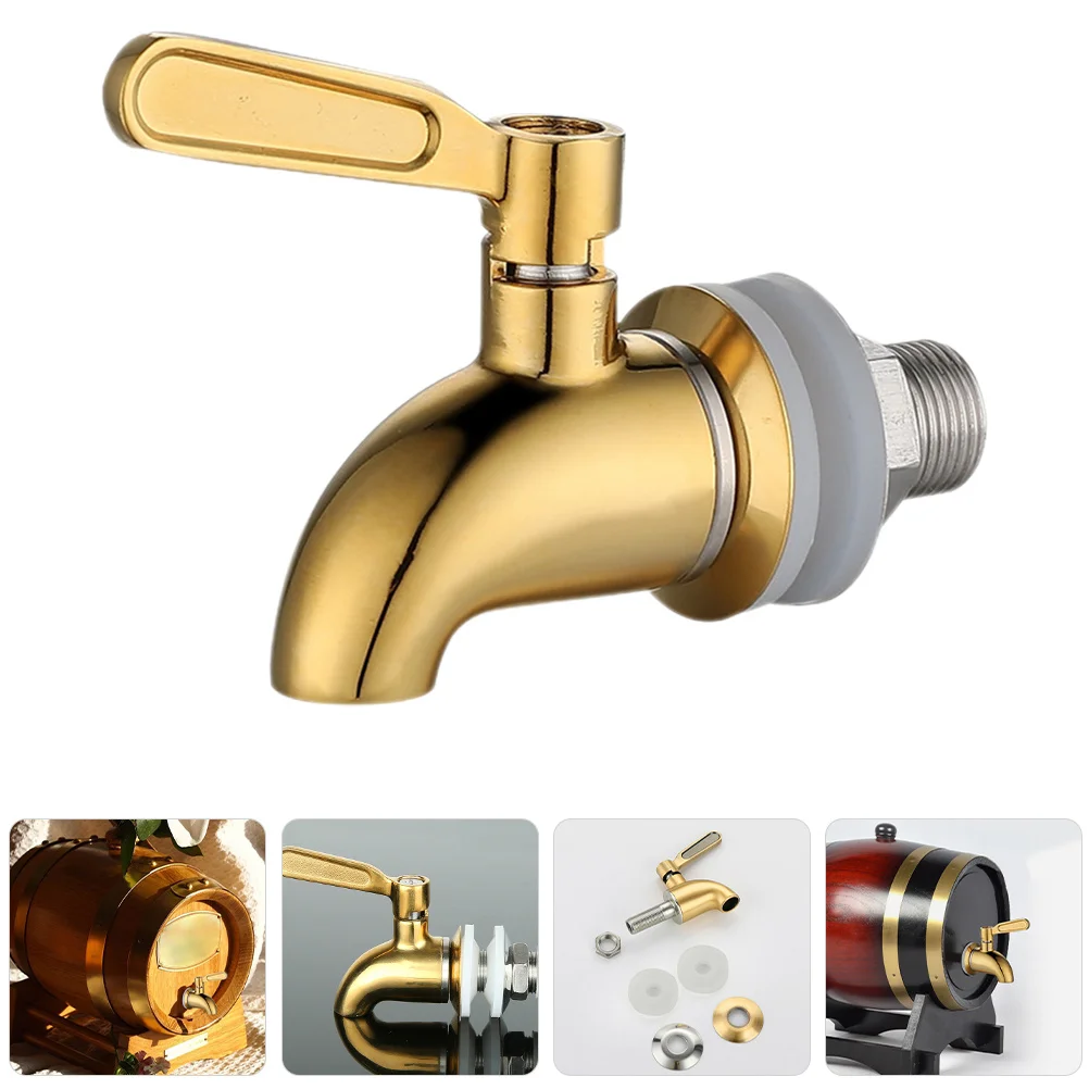 

1pcs Stainless Steel Beer Faucet Wine Bucket Tap Beverage Dispenser Spigot for Home Bar Use Golden Color Replaceable