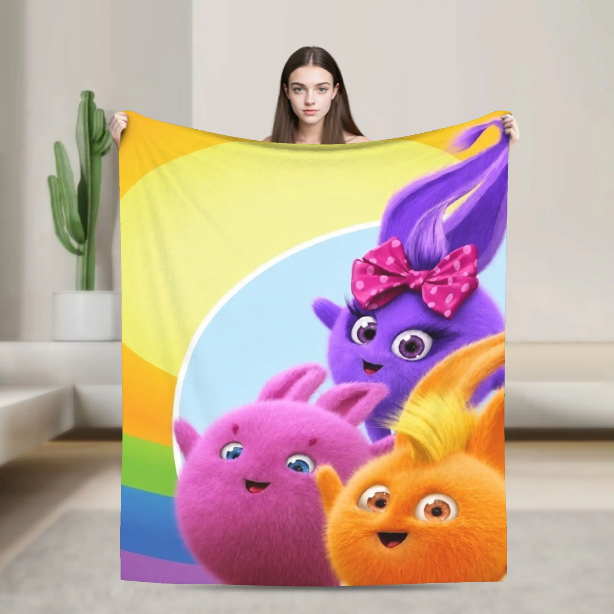 Stylish Sunnys Bunnies cartoon Blanket Soft Flannel  Relax Throw Blankets Machine Washable