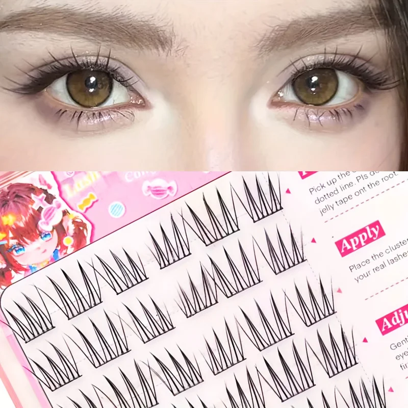 Selbstklebende Hunde-Augen-Cluster-Wimpern, 6/10 Reihen, gekräuselt, 12 mm, natürlicher, länglicher Look, passend, kein Kleber erforderlich, schnelle Anwendung