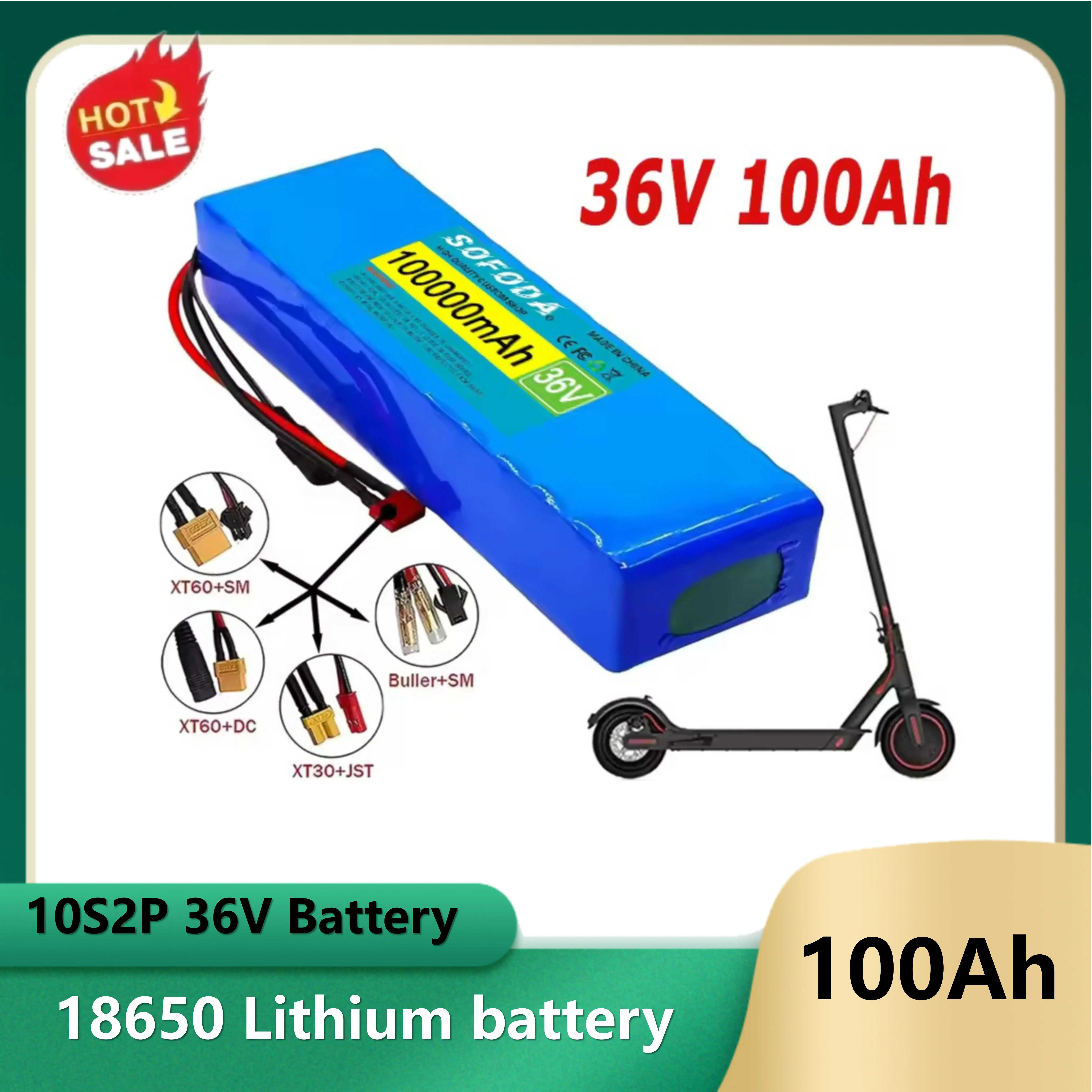 36V 10S2P 100Ah remplacement 18650 batterie 500W pour Scooter électrique 36v Lithium Rechargeable Li ion batterie