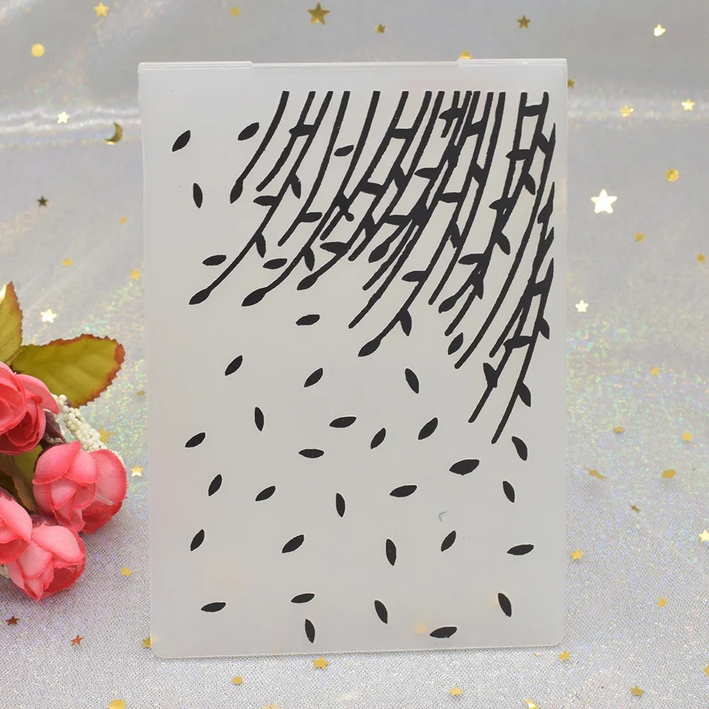 Weiden zweige Muster 3d Präge ordner für DIY Scrap booking Papier karte machen Handwerk Kunststoff Vorlage Schablone