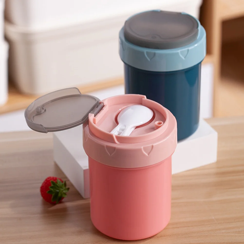 Taza de desayuno para microondas, taza de sopa con tapa, cuchara, suministros portátiles para el hogar, taza de sopa, tazas de desayuno, taza de gachas para llevar