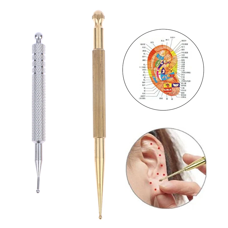 Body Acupuncture Point Massage Stick Copper Point Probe Ear Eye Face Foot Leg Massager Retractable Double-headed Health Care Pen