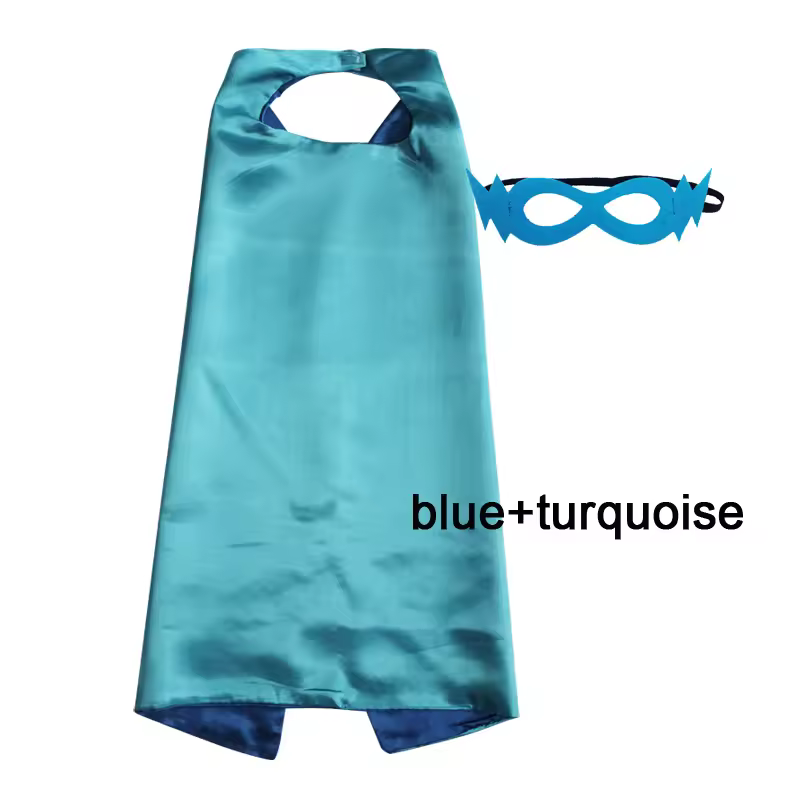 Superhero Capes with Mask REVERSIBLE Two Colored Child Cape Birthday Party Favor Satin Solid Capes Boys Girls Satin Capes - Image 16