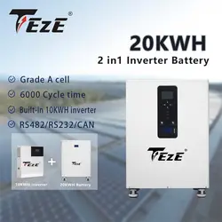 TEZE 51.2V 300AH 400AH 20KW All in One Built-in 10KW Inverter LiFePO4 Battery Pack Support Parellel For Home Energy Solar System