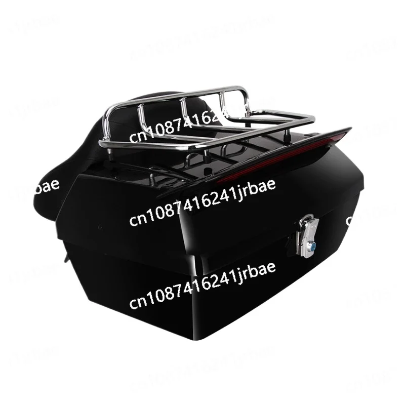 48L Universal Motorcycle Trunk Rear Storage Box Tail Luggage Trunk Case Toolbox W/Backrest Pad Scooter Motorbike