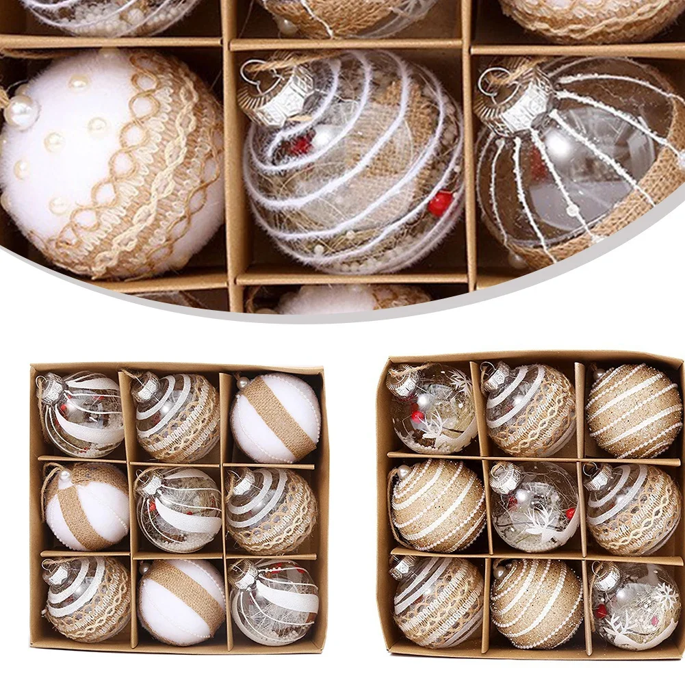 Nuovissime palline di Natale Decor 2024 8CM 9PCS Decorazioni per l'albero di Natale per le vacanze Ornamenti appesi Set per feste