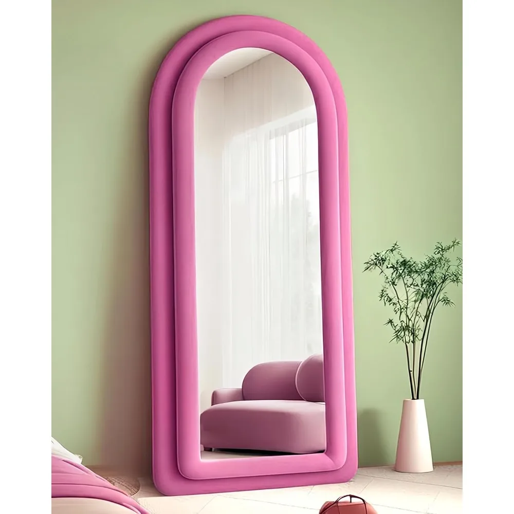 

Arched Full Length Mirror,Large Floor Length Mirror with Stand, Full Body Mirror, Wall Mounted Mirror, Flannel Frame