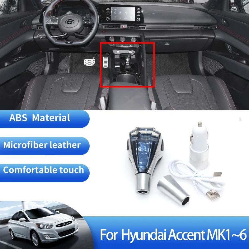 

For Hyundai i25 Accent Verna Excel Brio Dodge Attitude MK1~6 X3 LC MC RB RC HC YC BN7 1994~2024 Crystal Handle Shift Knob Head