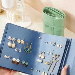 1Pc PU Leather Earring Stud Storage Bag, Creative Large Capacity Multi-layer Book Storage Bag, Portable Jewelry Storage