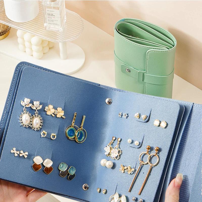 1Pc PU Leather Earring Stud Storage Bag, Creative Large Capacity Multi-layer Book Storage Bag, Portable Jewelry Storage