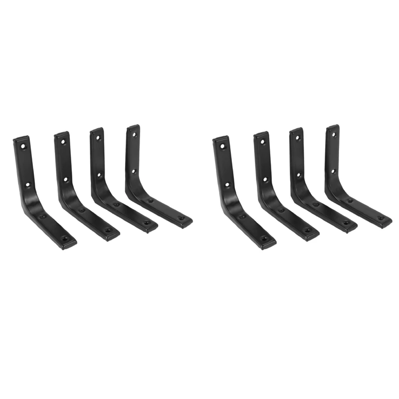 8 PCS Iron Wall Shelf Bracket, 4 X 4 Inch Heavy Duty Shelf Support Bracket Decorative Joint Angle Bracket, Black