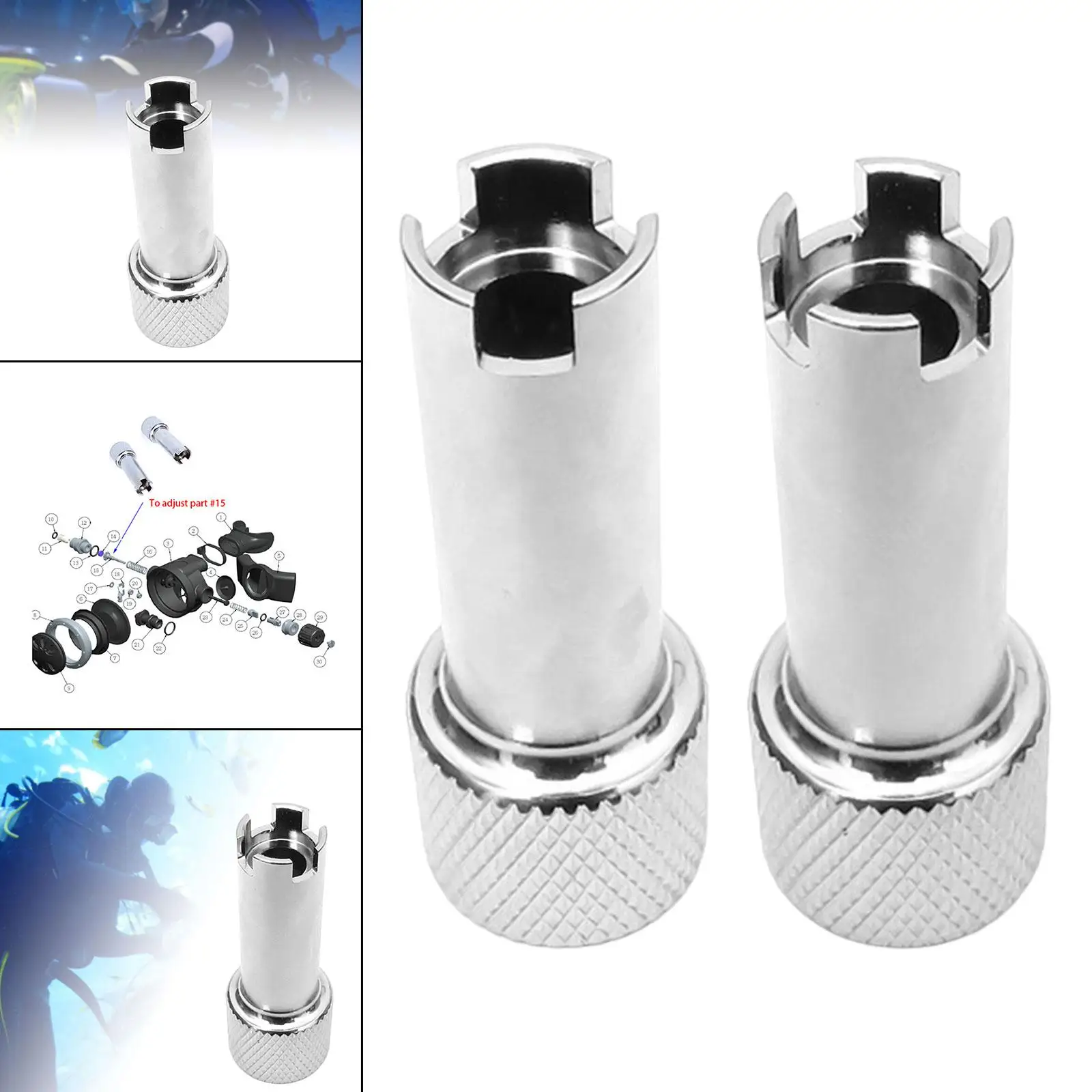 Scuba Inline Second Stage Regulator Adjuster Durable Chrome Copper Calibration Tool for Diving Regulator Accessories