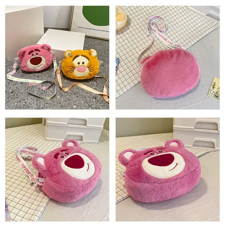 Disney Winnie The Pooh Shoulder Bag for Girl Cartoon Crossbody Bag Lotso Alien Side Bags for Kid Mini Handbags Plush