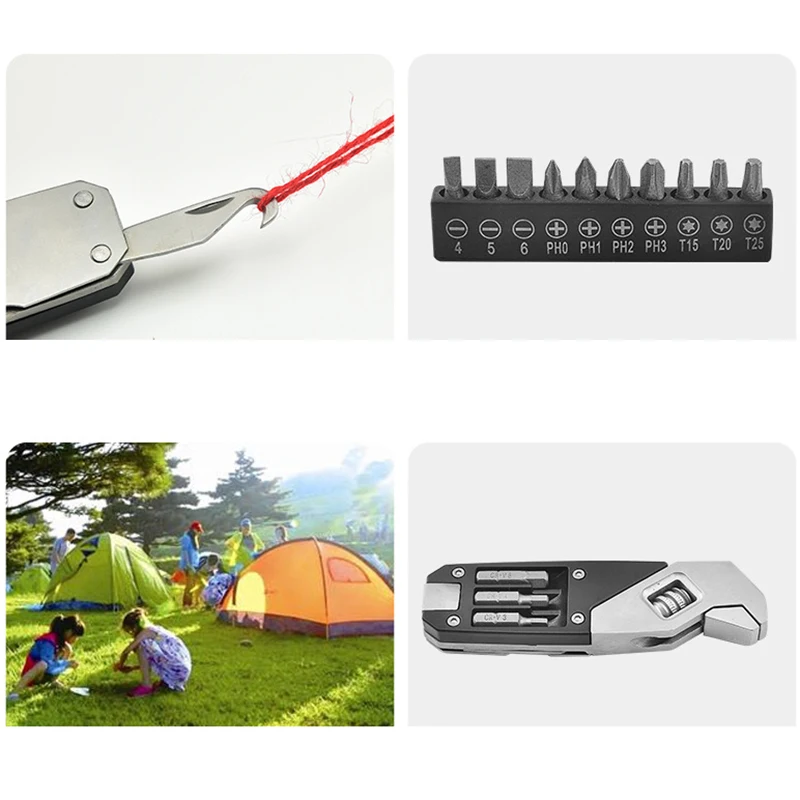 Multi-Function Adjustable Wrench Portable Screwdriver 13  Bits Knife Stainless Steel Outdoor Home DIY Hand Tools Allen Wrench