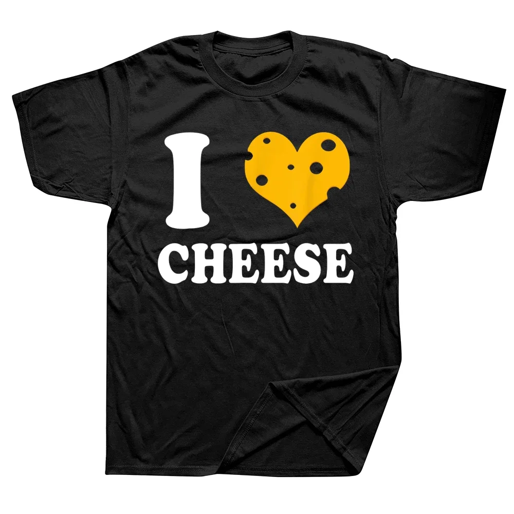 Funny I Love Cheese Heart T Shirts Summer Style T-shirt Mens Clothing Graphic Streetwear Short Sleeve Birthday Gifts Harajuku