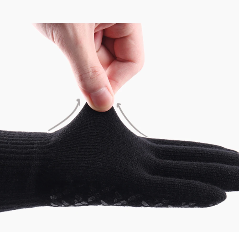 Men Thick Knitted Screen Touch Gloves Warm Outdoor Anti-Slip Anti-Wind Black Durable Comfortable Gloves for Screen Touch