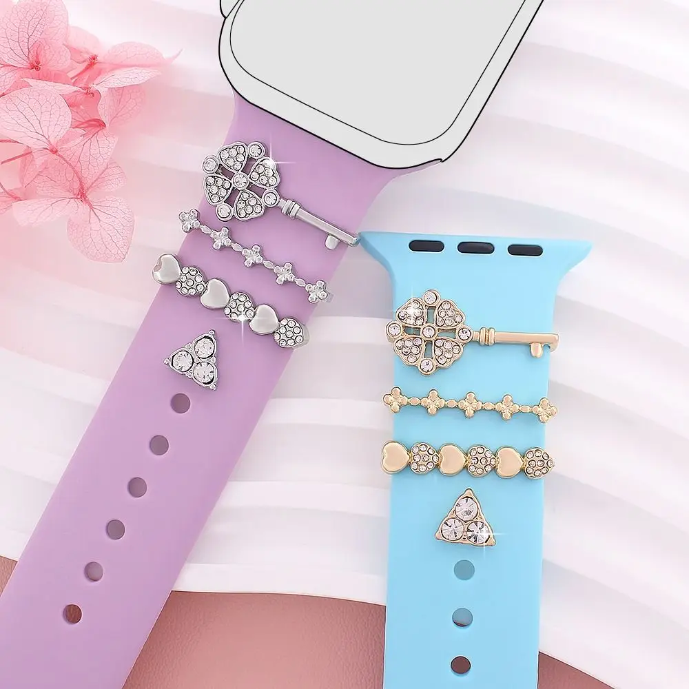 다이아몬드 스트랩 장식 반지 시계 밴드 쥬얼리 금속 매력 장식 액세서리 애플 시계 밴드에 대한 패션 팔찌 장식