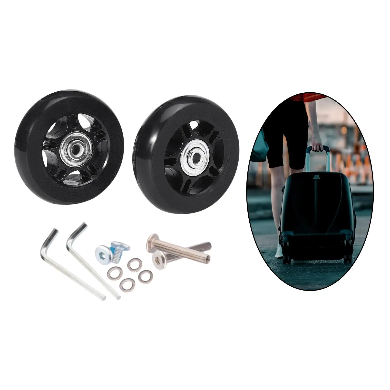 Set of 2 Luggage Suitcase Replacement Wheels Flexible Swivel Caster Mute