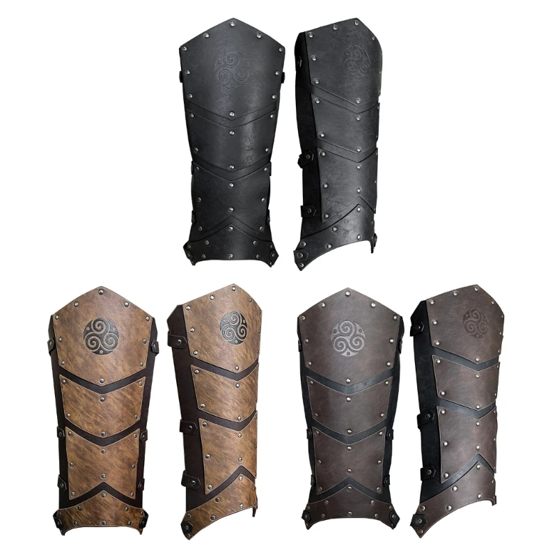 

Vintage Faux Leather Leg Gaiters for Medieval Themed Activities and Halloween Costumes Knight Cosplay Leg Guards Cover