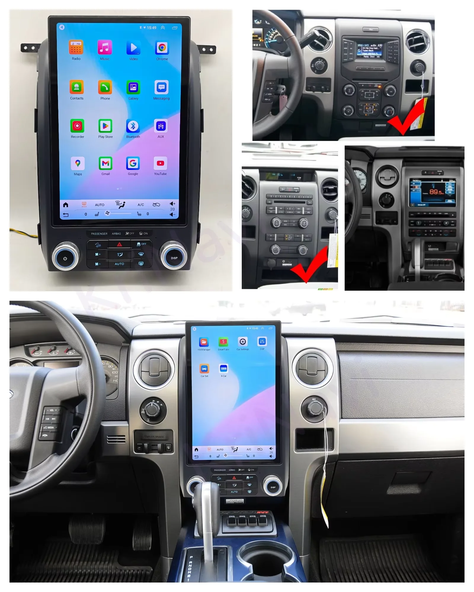 14inch Wireless CarPlay Android For Ford F150 Raptor 2009-2012 GPS 4G WiFi Auto Bluetooth DSP Stereo Multimedia Player Head Unit