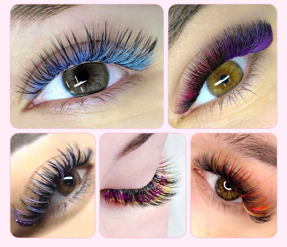 Lashprofessor Farbige Mischung Einzelne Wimpernverlängerungen C/D Make-up Natürliche weiche falsche Seidenwimpern Faux Nerz Russische Wimpern Cilios – Detail 20