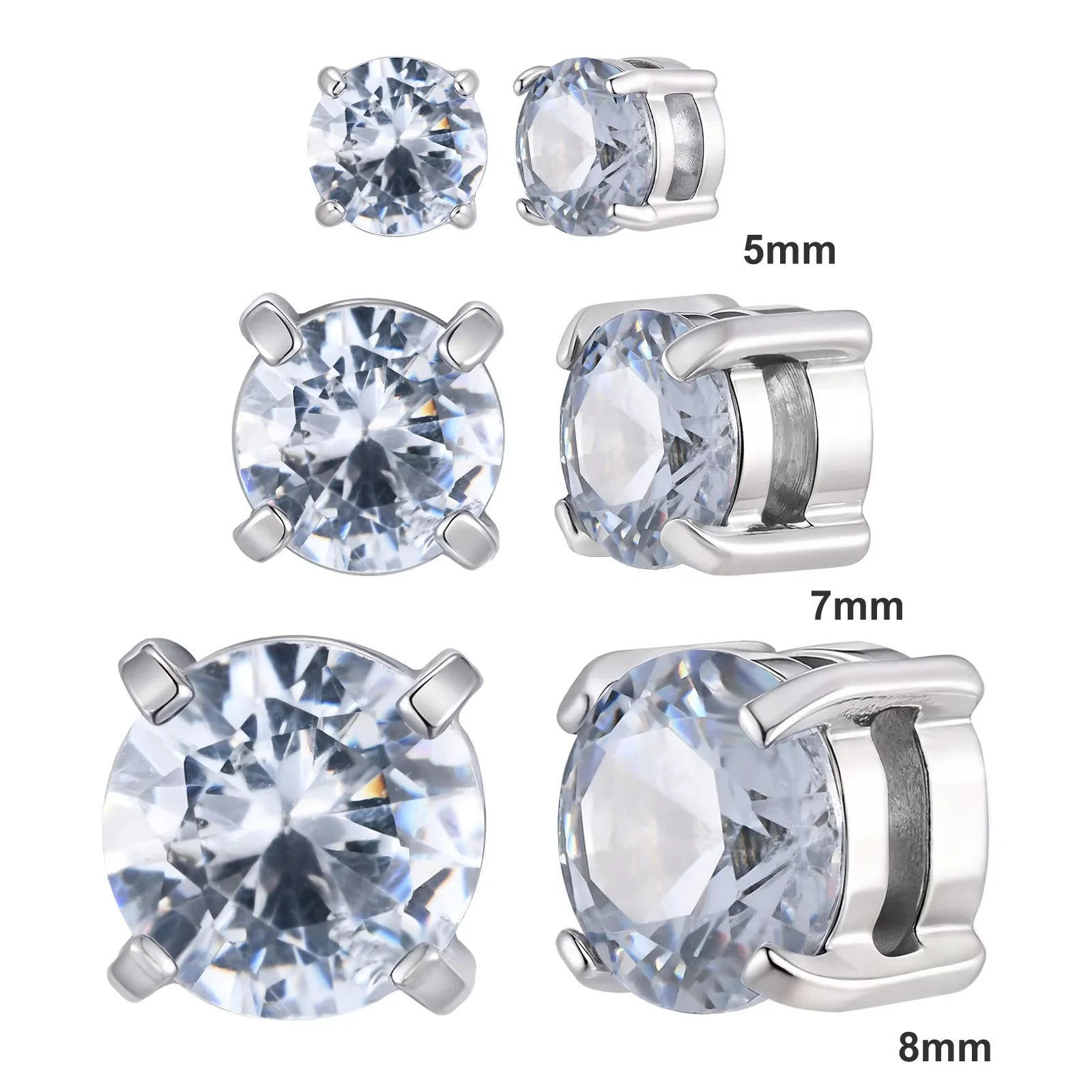 Punk Runde Zirkon Magnetische Ohrstecker Clips Nicht Piercing Edelstahl Kleine Ohrringe für Frauen Männer Modeschmuck 