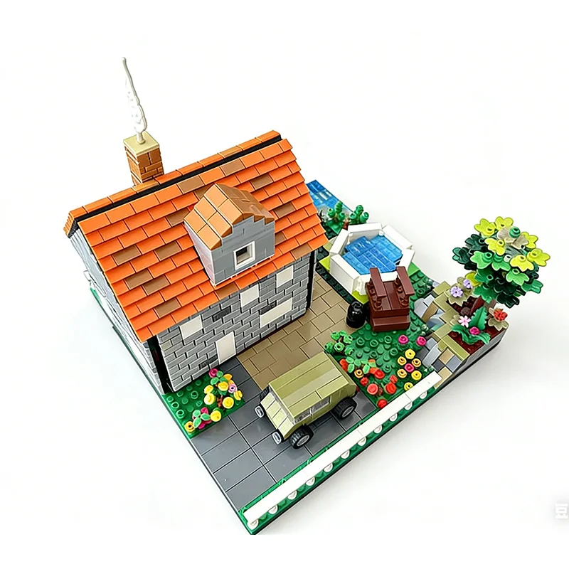 1413 pièces de construction modulaire maison et jardin MOC, blocs de construction modulaires personnalisables, design créatif, jouet d'assemblage simple DIY pour garçon, cadeau