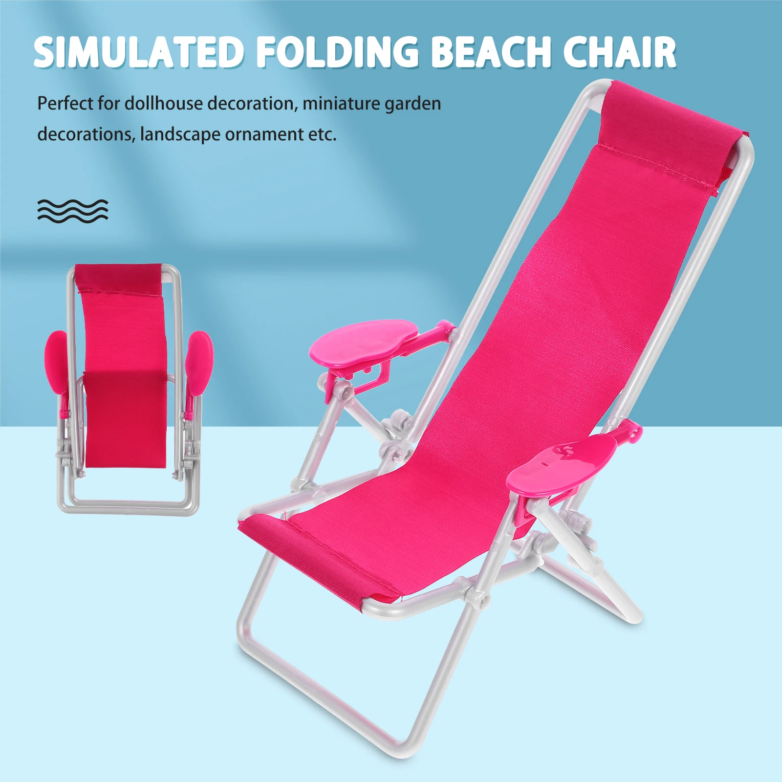 

Simulation Beach Chair Lightweight Wooden Mini Deck Chair Durable Folding Chairs Home Decoration Craft Ornaments
