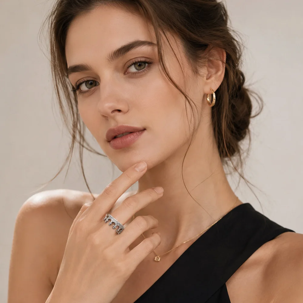 Ring Vintage Crown,925 Sterling Silver Romantic Fine Jewerly Summer Brand New Magical Boho Look Gift For Women Men