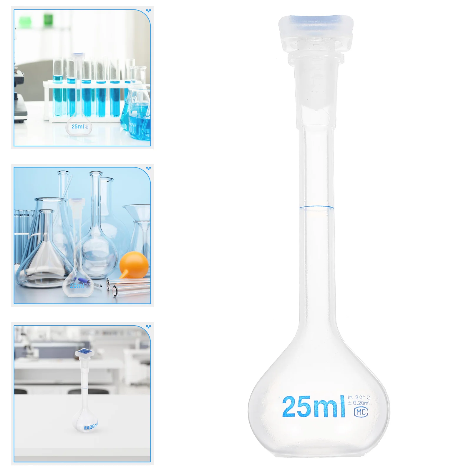 

25Ml Plastic Volumetric With Cap Science Reagent Liquid Mixing Laboratory Container Pp Chemical Test Flask Biology Chemistry Lab