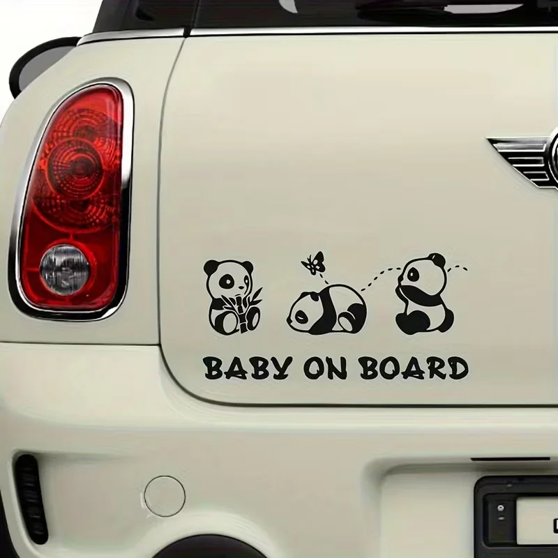 on Board Car Sticker - Cute Panda Decoration with Matte Finish, Self-Adhesive Vinyl Decal for Rear Window, Doors, Bumpers - Easy