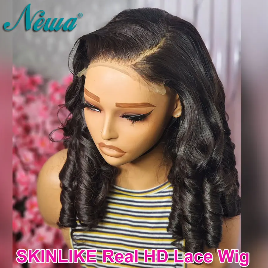 

Newa Hair Loose Wave Human Hair HD Lace Closure Wig Glueless Wig Natural Black Color Pre Plucked HD Lace Frontal Wigs For Women