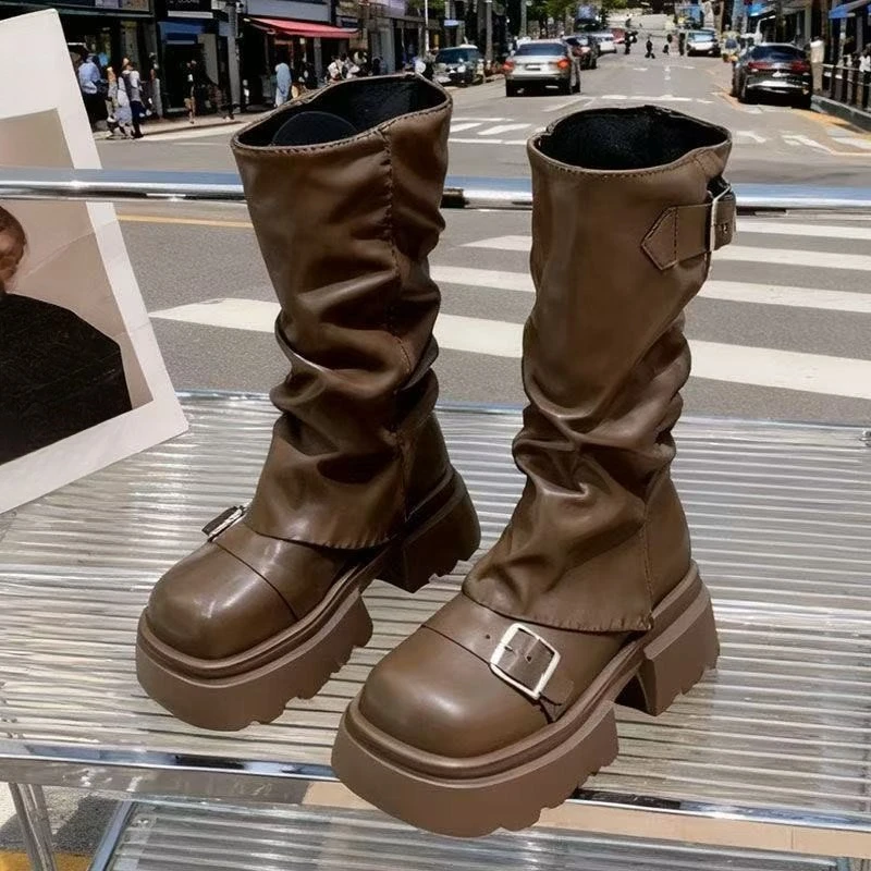 أحذية عالية 2025 جولة تو كم منصة حزام مشبك منصة المضادة للانزلاق مقاومة للاهتراء كتلة كعب الأحذية #1