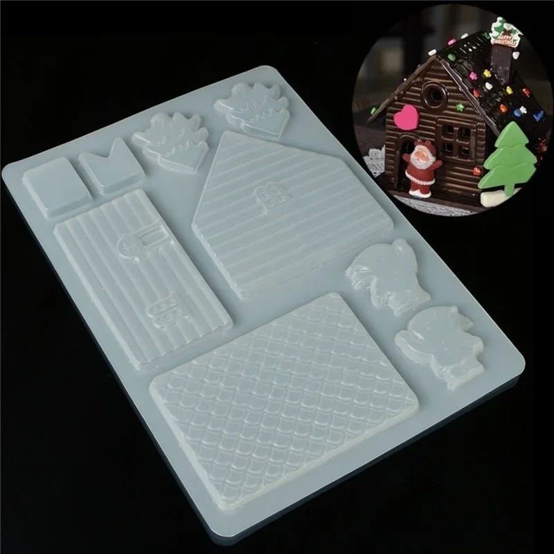 3D House Door DIY Silicone Gingerbread Fondant Mould Cake Decoration Chocolate Christmas Baking Mold