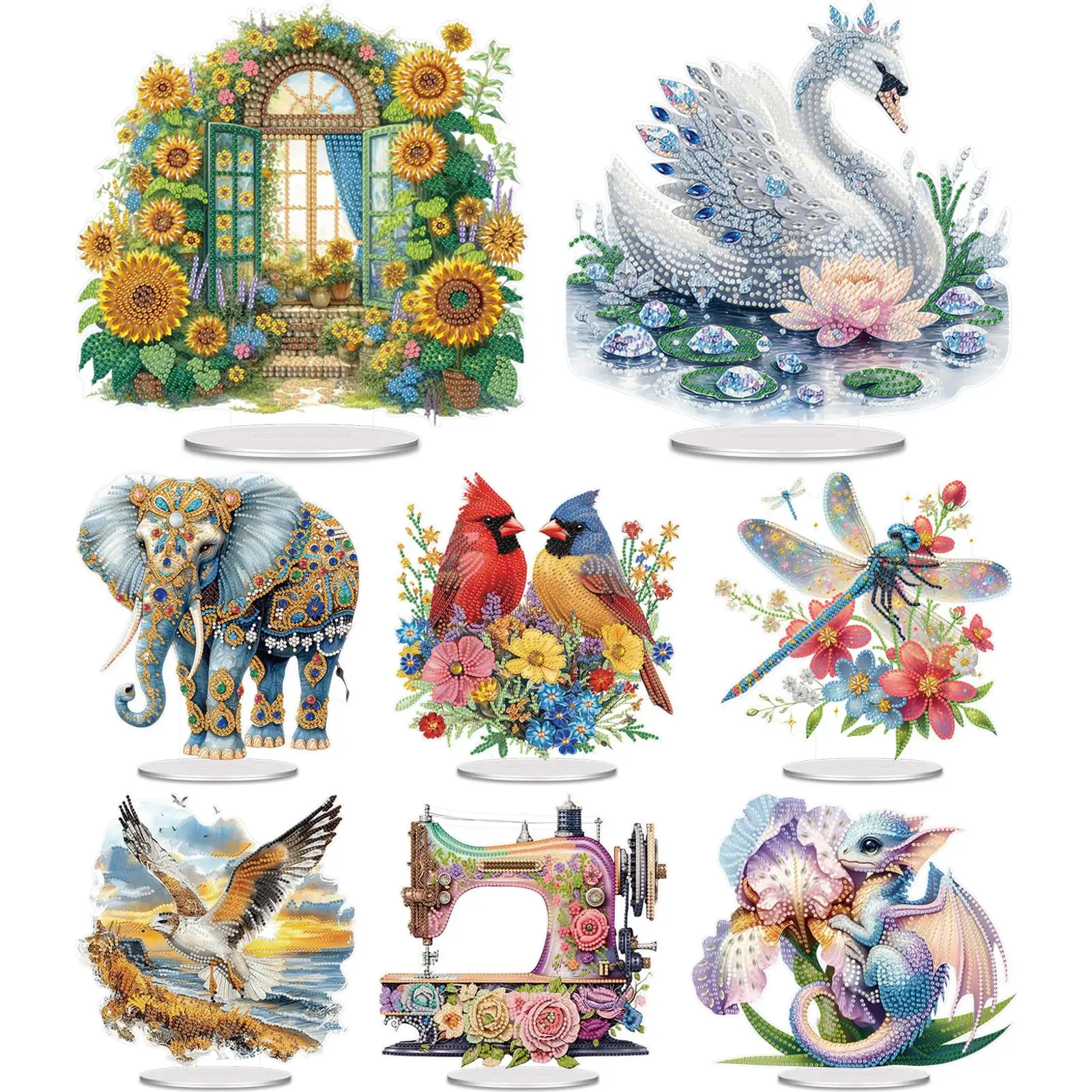 

2D/Flat DIY Acrylic Diamond Painting Desktop Ornaments Kit 5D DIY Diamond Art Tabletop Decorations for Home Office Desktop Decor