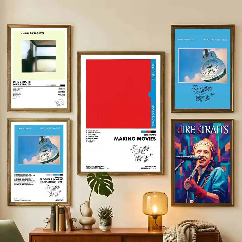 Rock poster D-Dire Straits Painting Calligraphy Stylish Canvas Poster Wall Art for Living Room Bedroom Office Home Decor