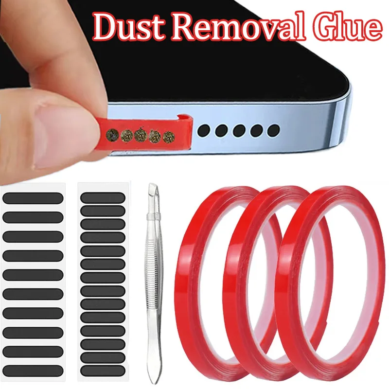 Universal Mobile Phone Hole Dust Removal Glue Phone Receiver Cleaning Tool for iPhone 14 Samsung Dust Net Sticker Cleaning Kit