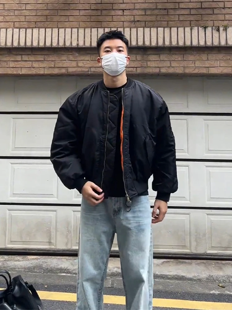 

Men's Bomber Pilot Jaet Cotton Workwear ort Wide oulder Baseball Sle Zipper Decorated Waed Cotton Spring Autumn