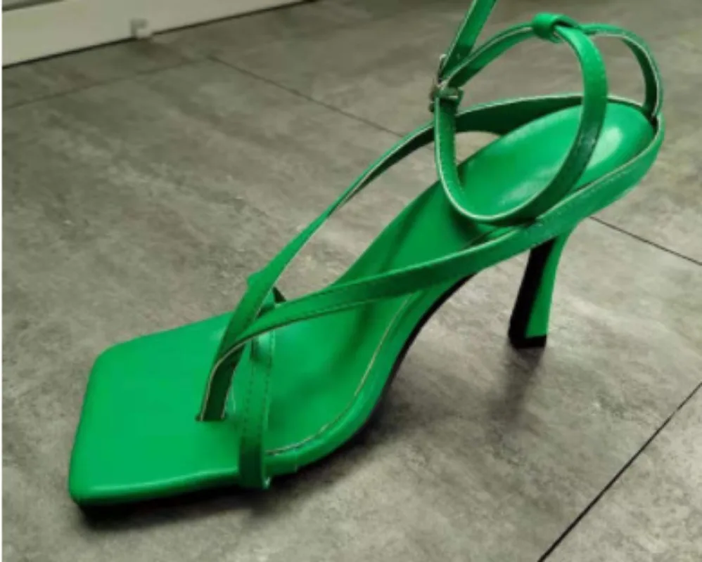 Summer Fashion Women 9cm High Heels Strap Blue Green Sandals Fetish Sandles Lady Stripper Luxury Brand Designer Cross Tie Shoes