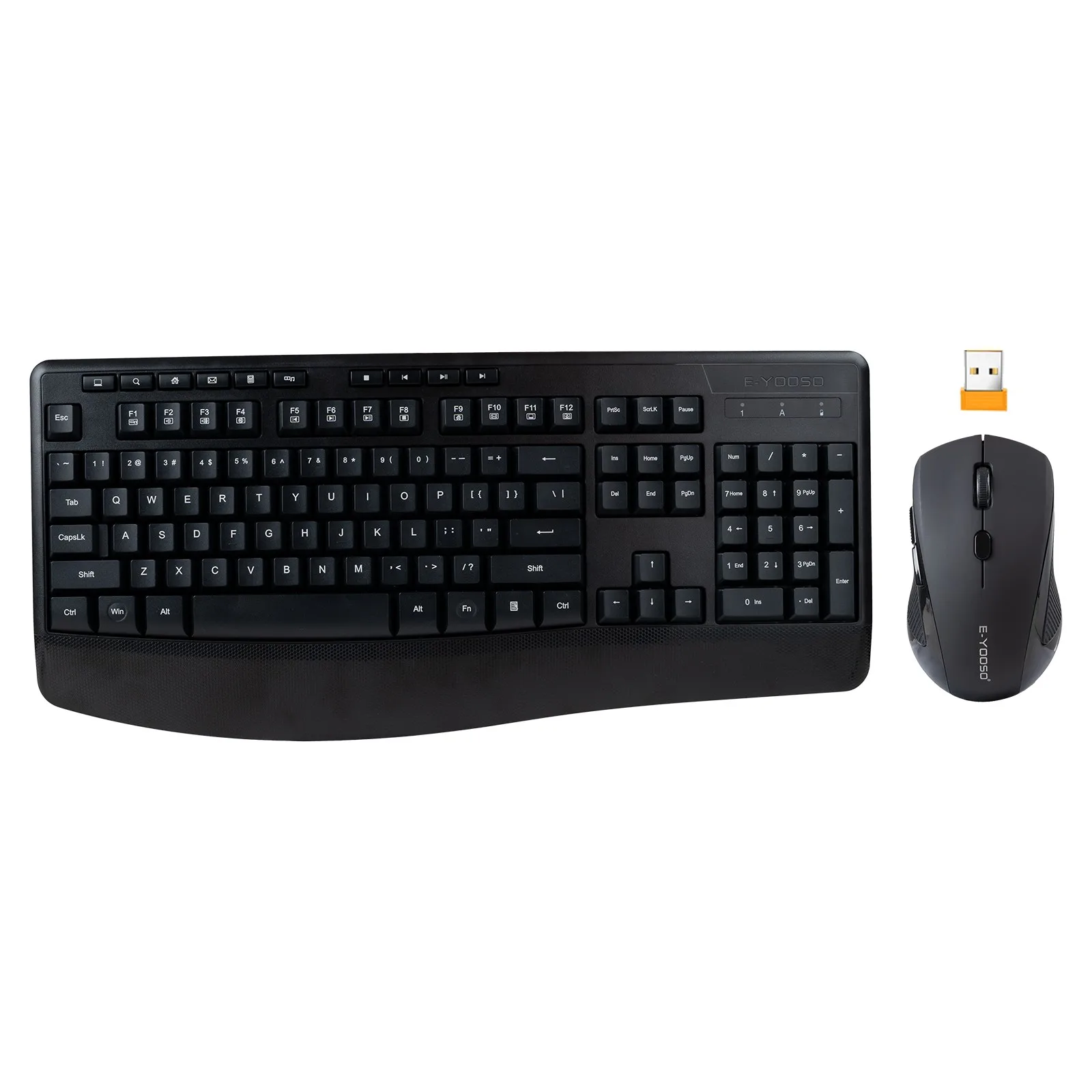 2.4G Wireless Keyboard and Mouse Combo Silent Full Size Keyboard with Wrist Rest Spill-proof Adjustable DPI Mouse for PC Laptop